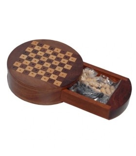 Mini échecs ronds avec tiroir